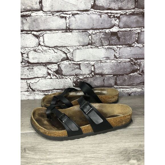 Birkenstock Mayari Black Leather Strappy Toe Post Sandals Women Sz 39EU/8.5M US - Picture 6 of 16